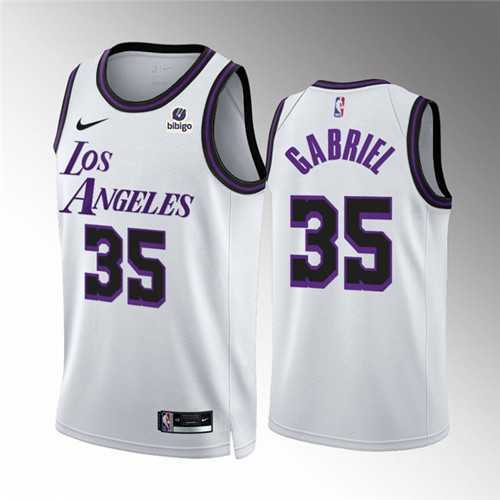 Men%27s Los Angeles Lakers #35 Wenyen Gabriel White City Edition Stitched Basketball Jersey Dzhi